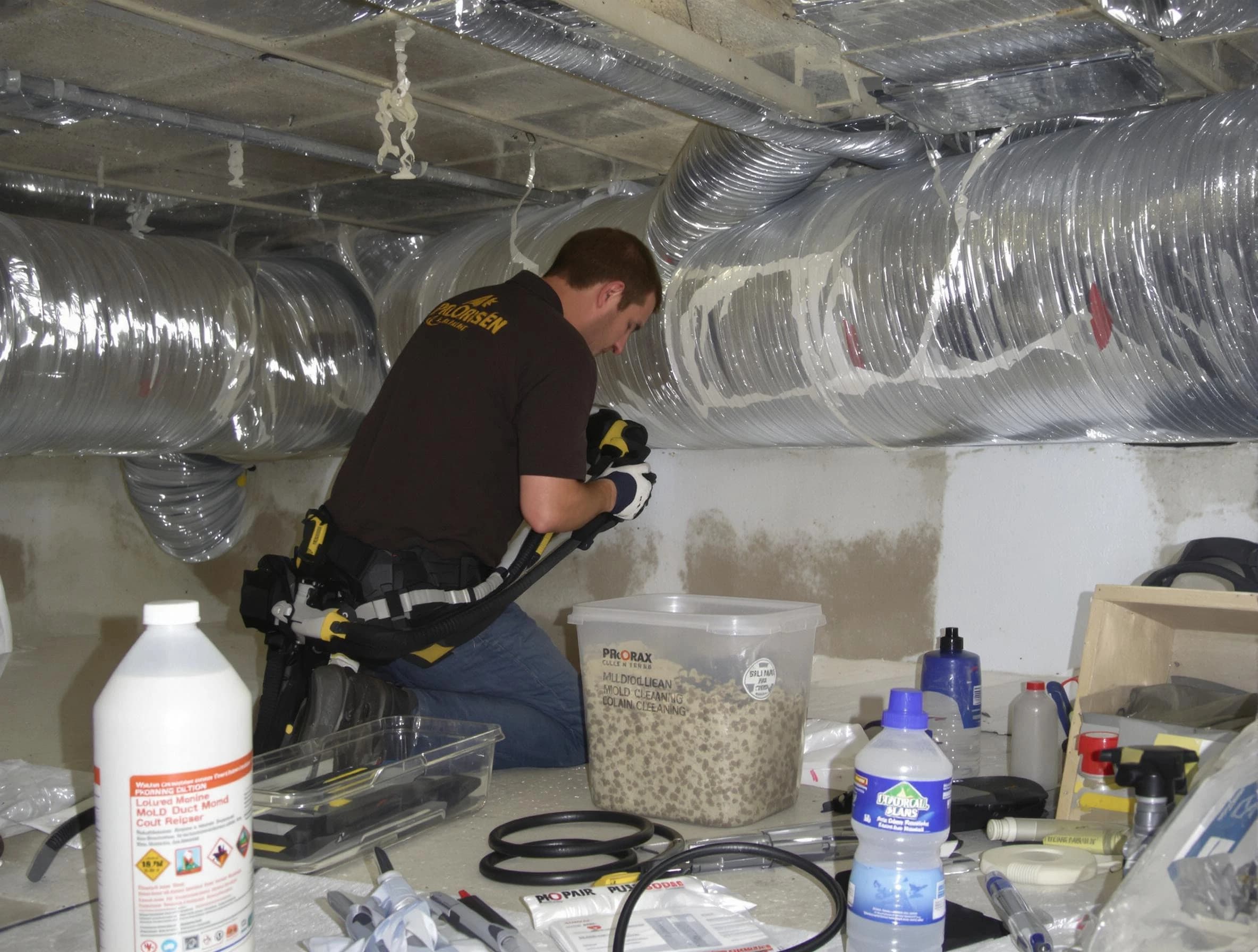 Moon Air Duct Cleaning specialist performing professional mold removal from air ducts in Moon