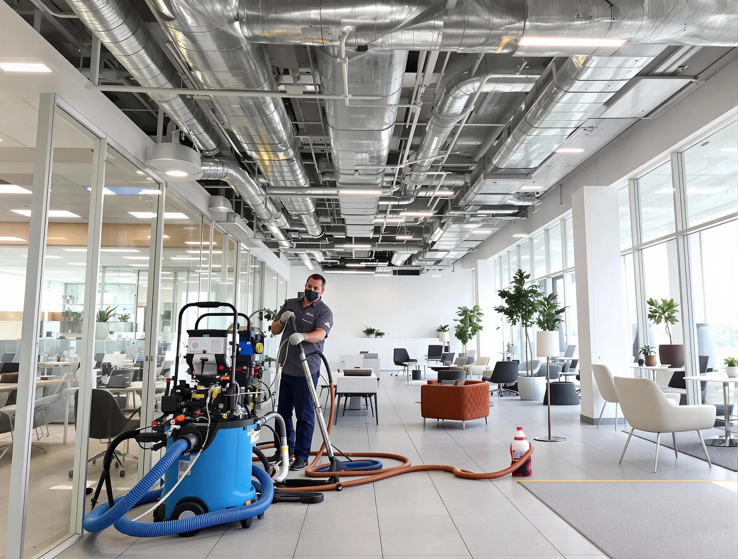 Moon Air Duct Cleaning team conducting comprehensive commercial duct cleaning at a business location in Moon