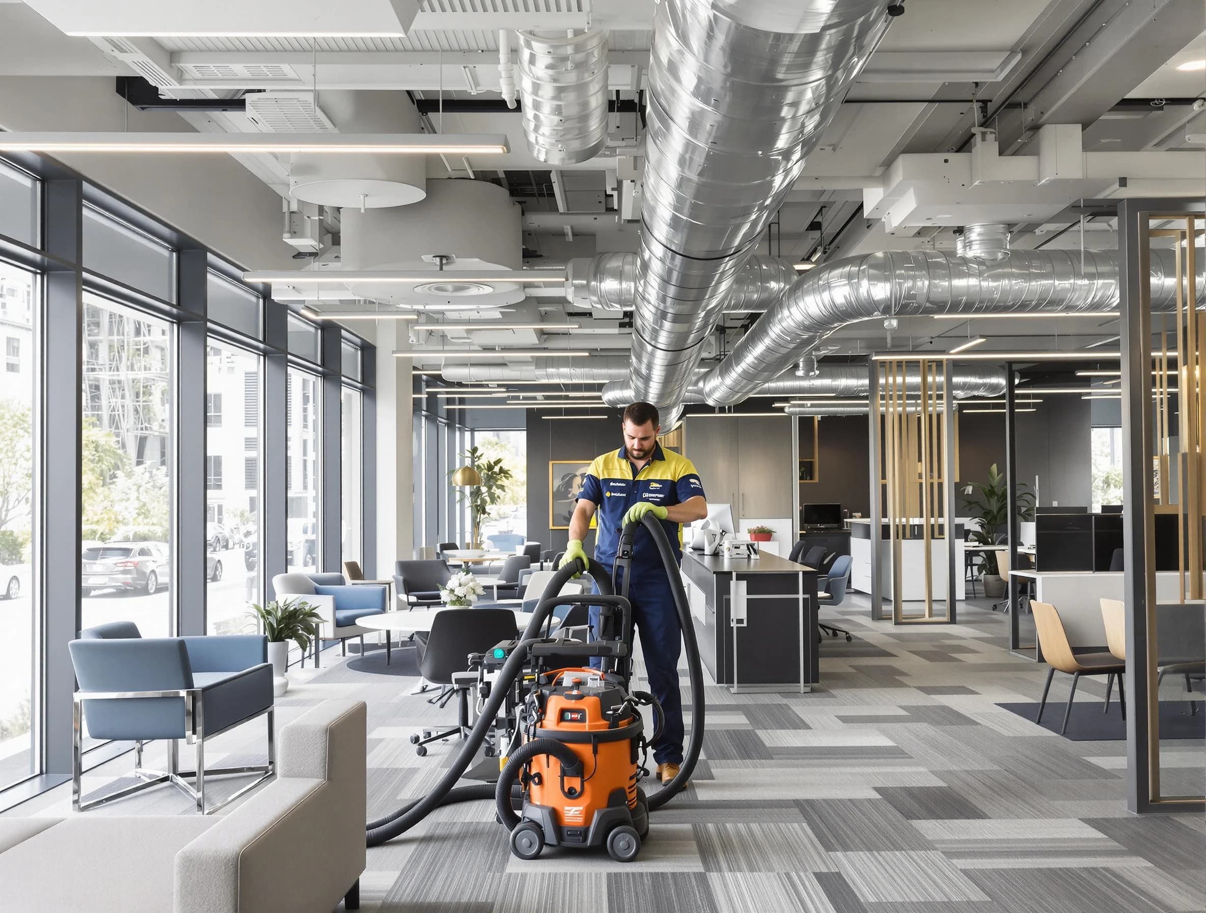 Moon Air Duct Cleaning team performing thorough commercial duct cleaning at a Moon business center