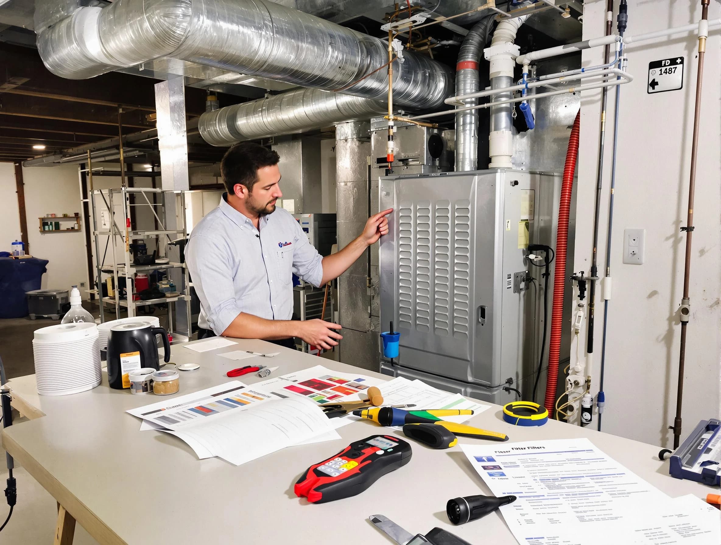 Moon Air Duct Cleaning inspector conducting detailed filter system evaluation using professional diagnostic tools in Moon