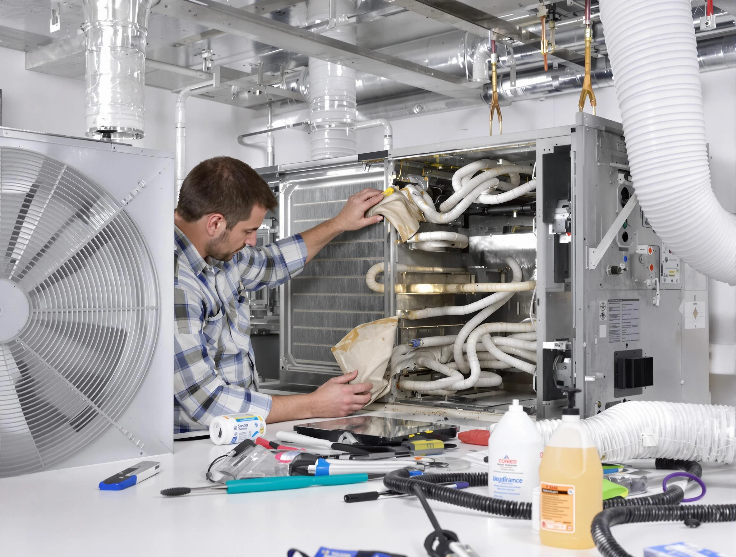 Moon Air Duct Cleaning specialist performing precision AC coil cleaning in Moon