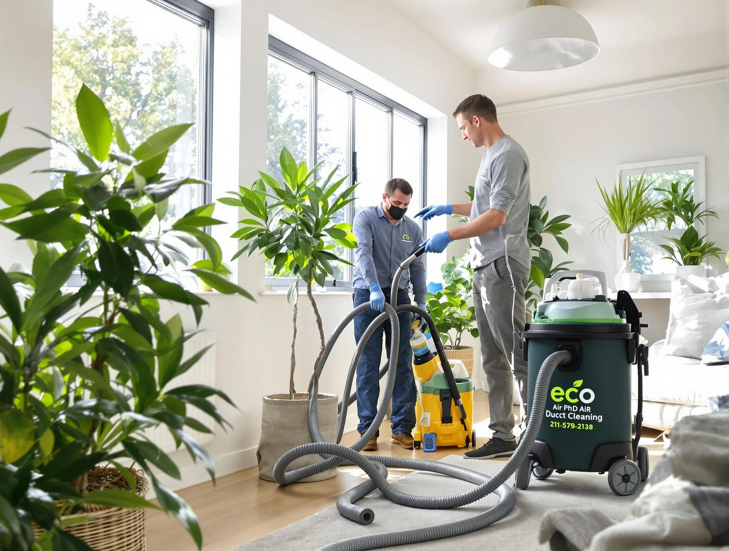 Moon Air Duct Cleaning technician performing eco-friendly duct cleaning using sustainable methods in Moon