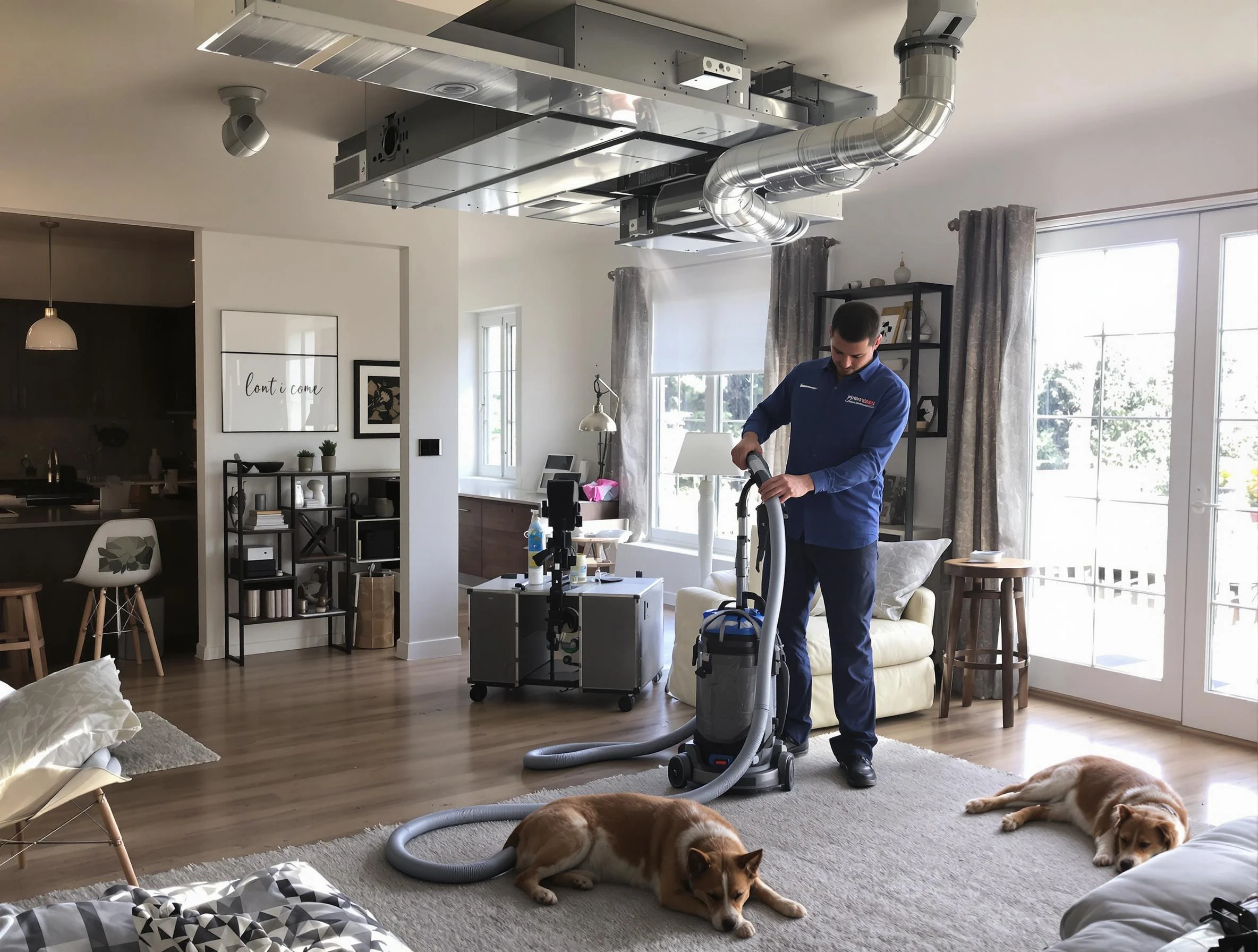 Moon Air Duct Cleaning technician performing detailed indoor duct cleaning for improved air quality in Moon
