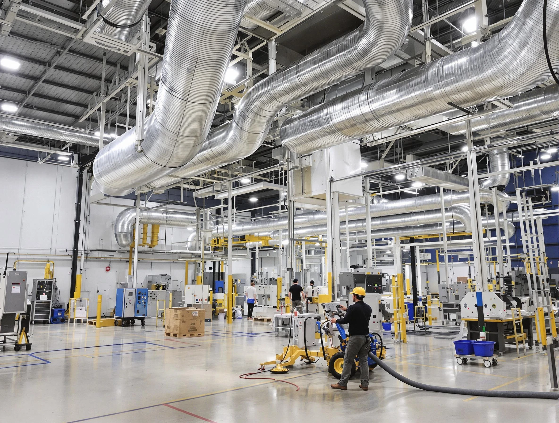 Moon Air Duct Cleaning team performing comprehensive industrial duct cleaning at a large facility in Moon